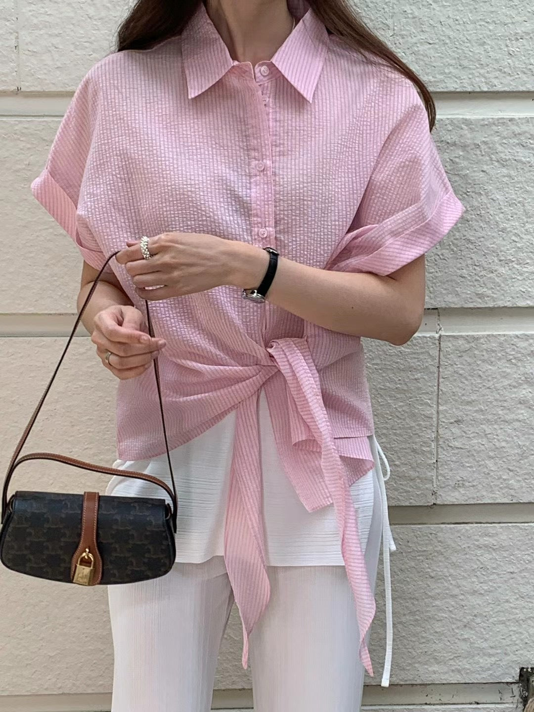 Korean APM Collection Pink Stripe Blouse (Instock)