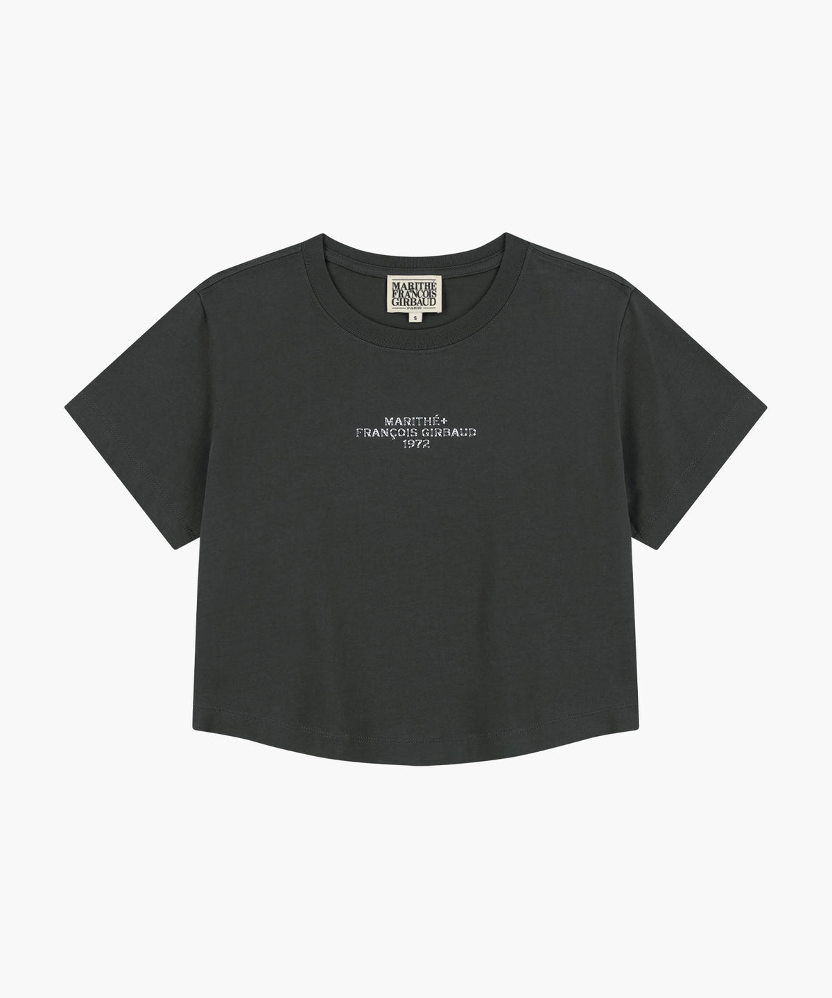 Marithe W SILVER LETTERING CROP TEE charcoal (Instock)