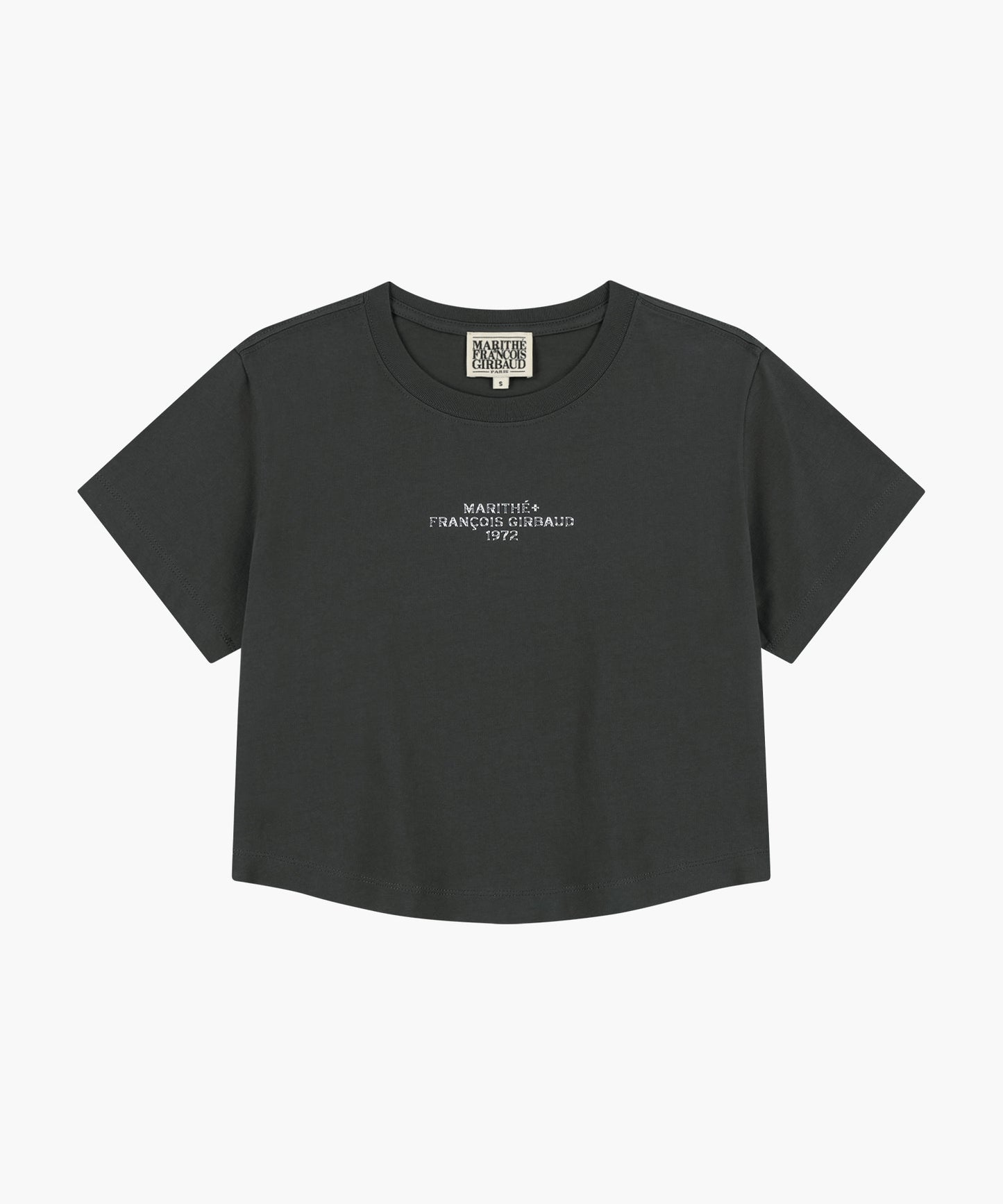 Marithe W SILVER LETTERING CROP TEE charcoal (Instock)