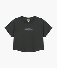 Marithe W SILVER LETTERING CROP TEE charcoal (Instock)
