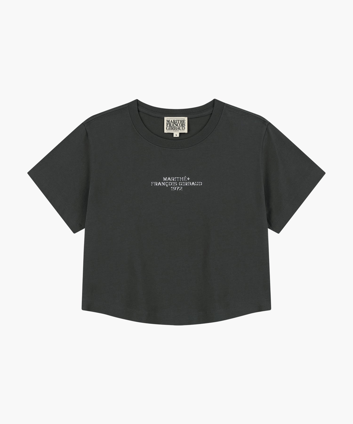 Marithe W SILVER LETTERING CROP TEE charcoal (Instock)