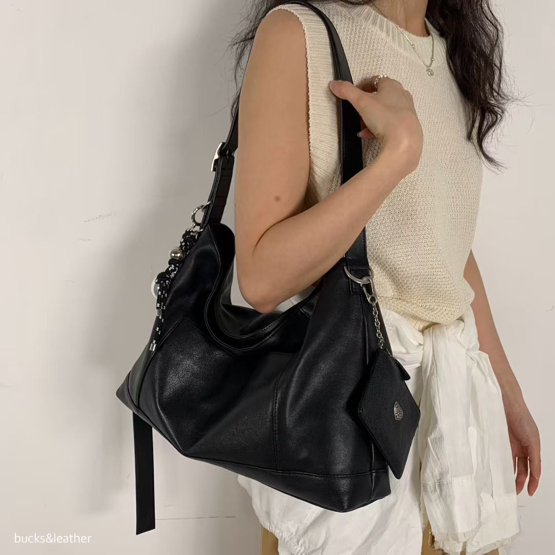 Korean APM Collection BUCKS&LEATHER Black Leather Bag (Preorder)