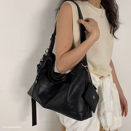 Korean APM Collection BUCKS&LEATHER Black Leather Bag (Instock)