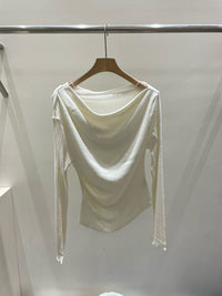 Korean APM Collection Draped Neck Ribbed Long Sleeve Top (Instock)