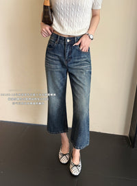 Kelly Designs Vintage Wash Wide Leg Cropped Jeans (Instock)