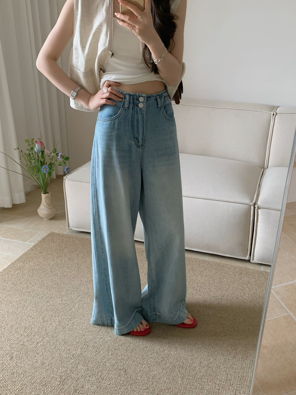 Kelly Designs Two Buttons Four Season Jeans(Instock)