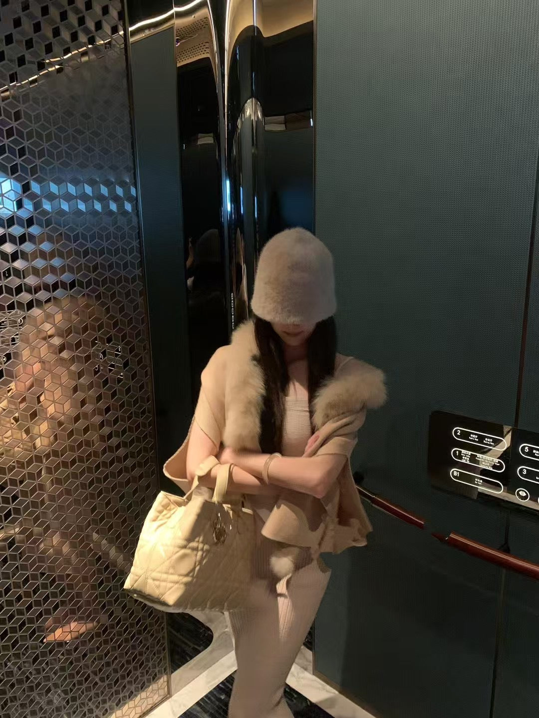 Kelly Designs Classic Fox Fur Khaki Cardigan (Instock)