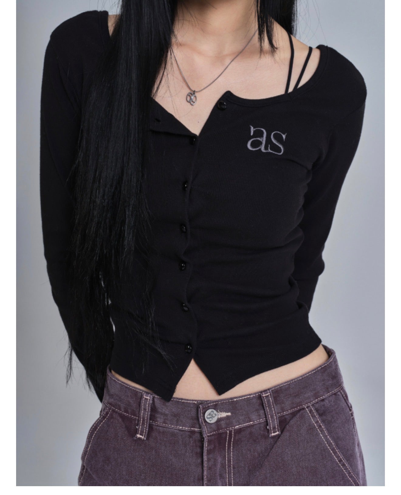 Ason SICILY BUTTON CARDIGAN / BLACK (Instock)