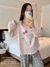 Kelly Designs Kitty Lace-Trim Pajama Set – Pink & Grey Gingham (Instock)