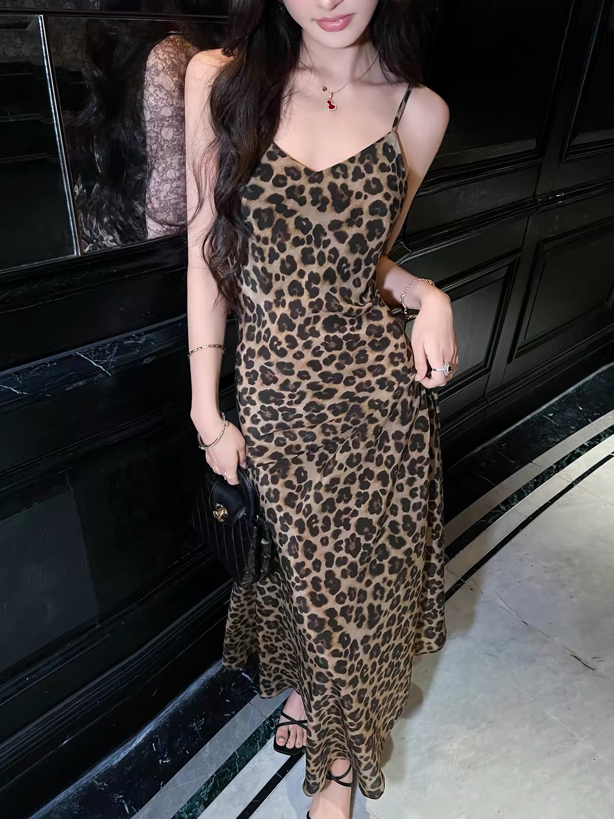 Kelly Designs 100% Mulberry Silk Leopard Print Slip Maxi Dress – Bias Cut Cami Dress (Instock)