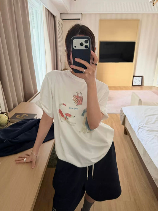 Kelly Designs Oversize Puppy White TShirt (Instock)