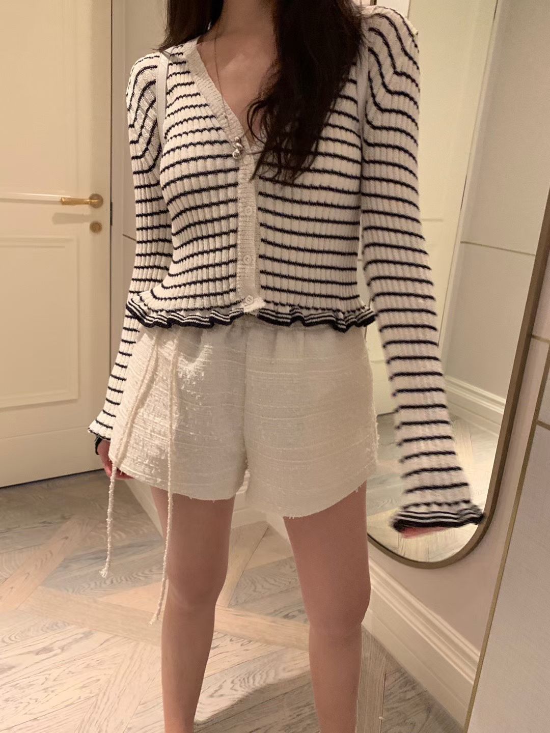 Korean APM Collection White Stripe Cardigan (Instock)
