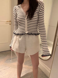 Korean APM Collection White Stripe Cardigan (Instock)