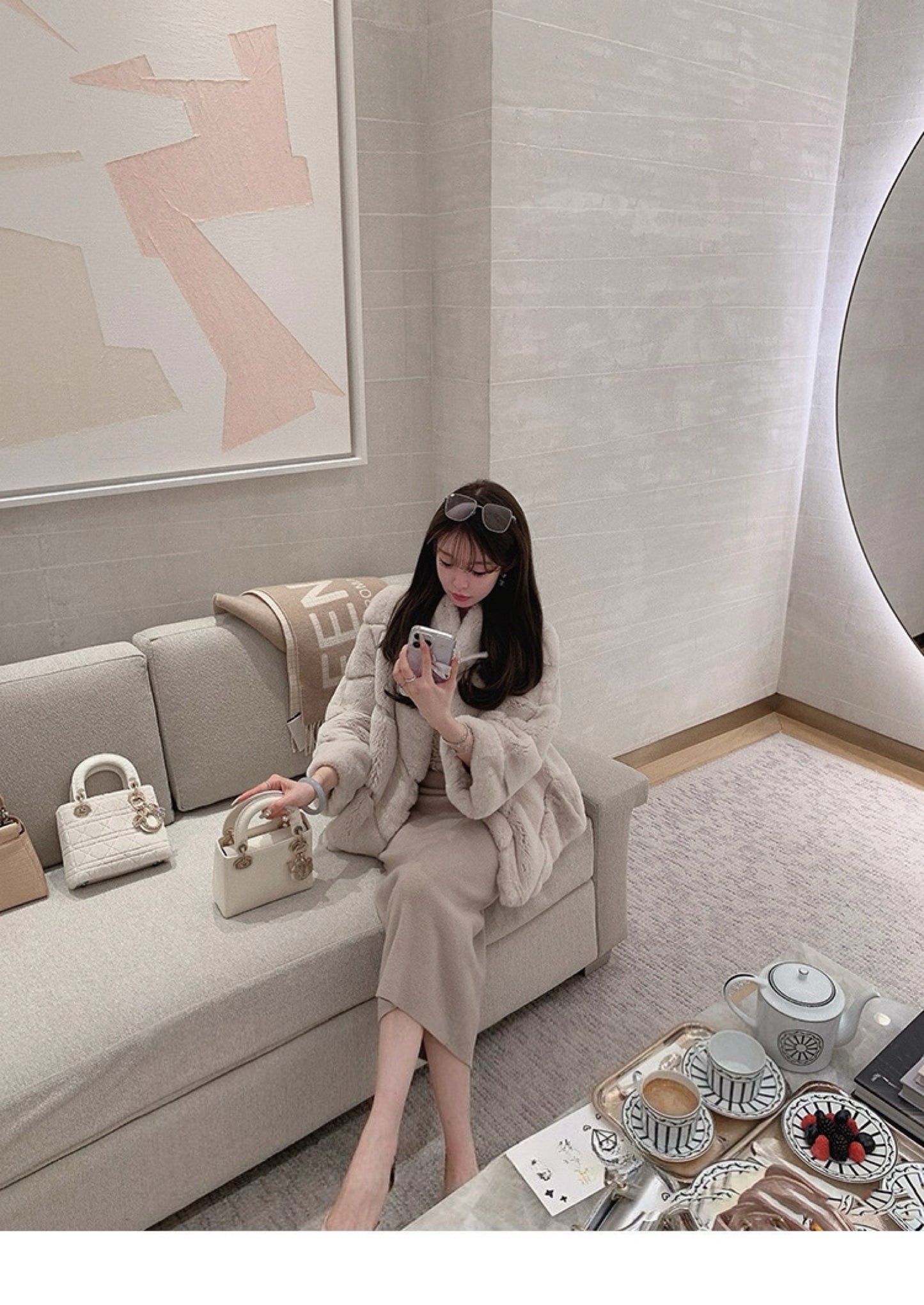 Kelly Designs Imported Rex Rabbit Fur Coat – 4 Colors | Luxury Winter Outerwear (Instock)