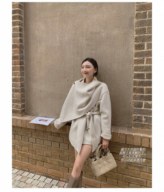 Kelly Designs Wool White Scarf Coat (Instock)