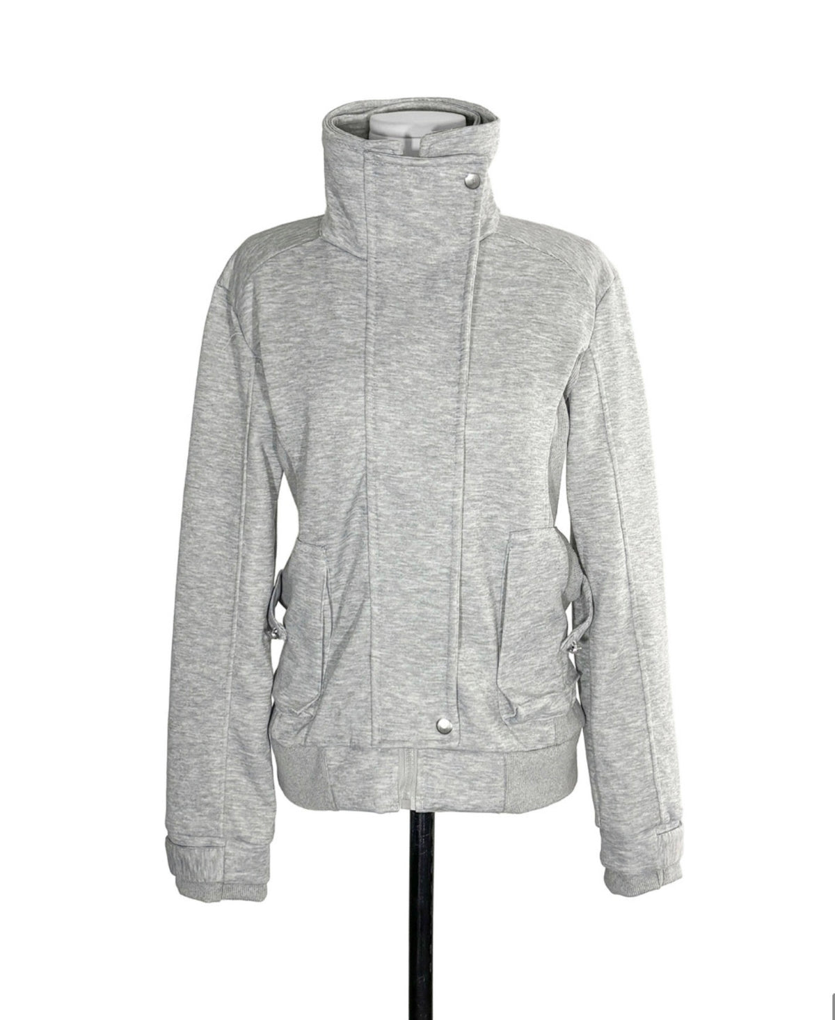 Korean Collection Grey High-Neck Cargo Zip-Up Jacket (Instock)