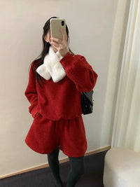 Kelly Designs Fleece Sweatshirt & Faux Fur Scarf 3-Piece Set (Instock)