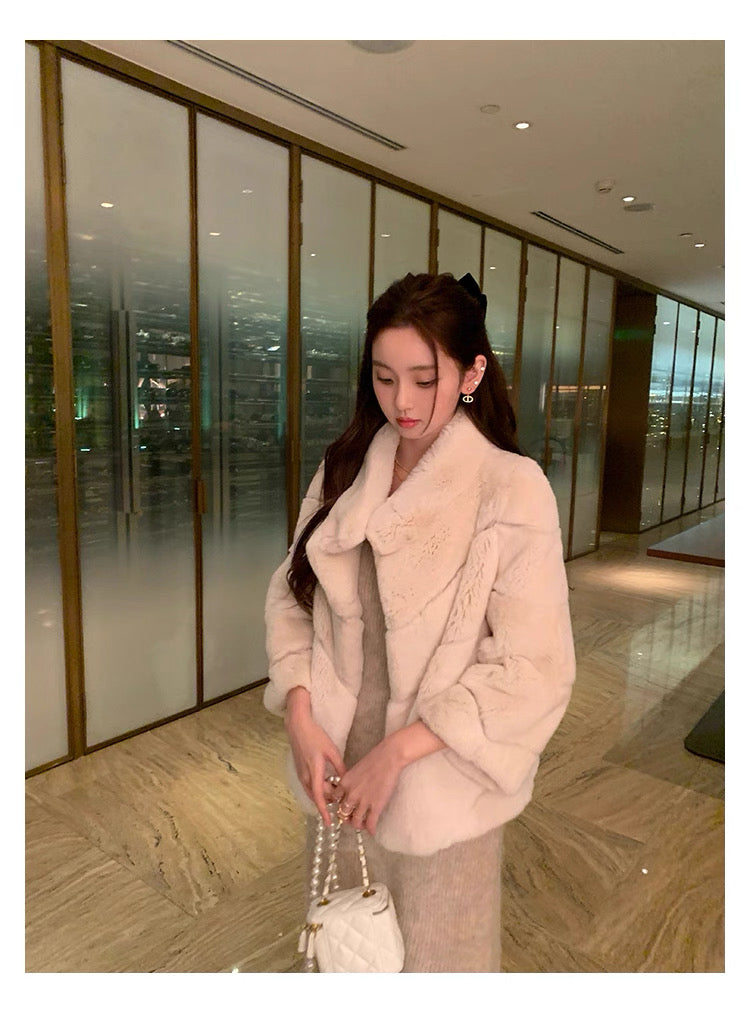 Kelly Designs Imported Rex Rabbit Fur Coat – 4 Colors | Luxury Winter Outerwear (Instock)