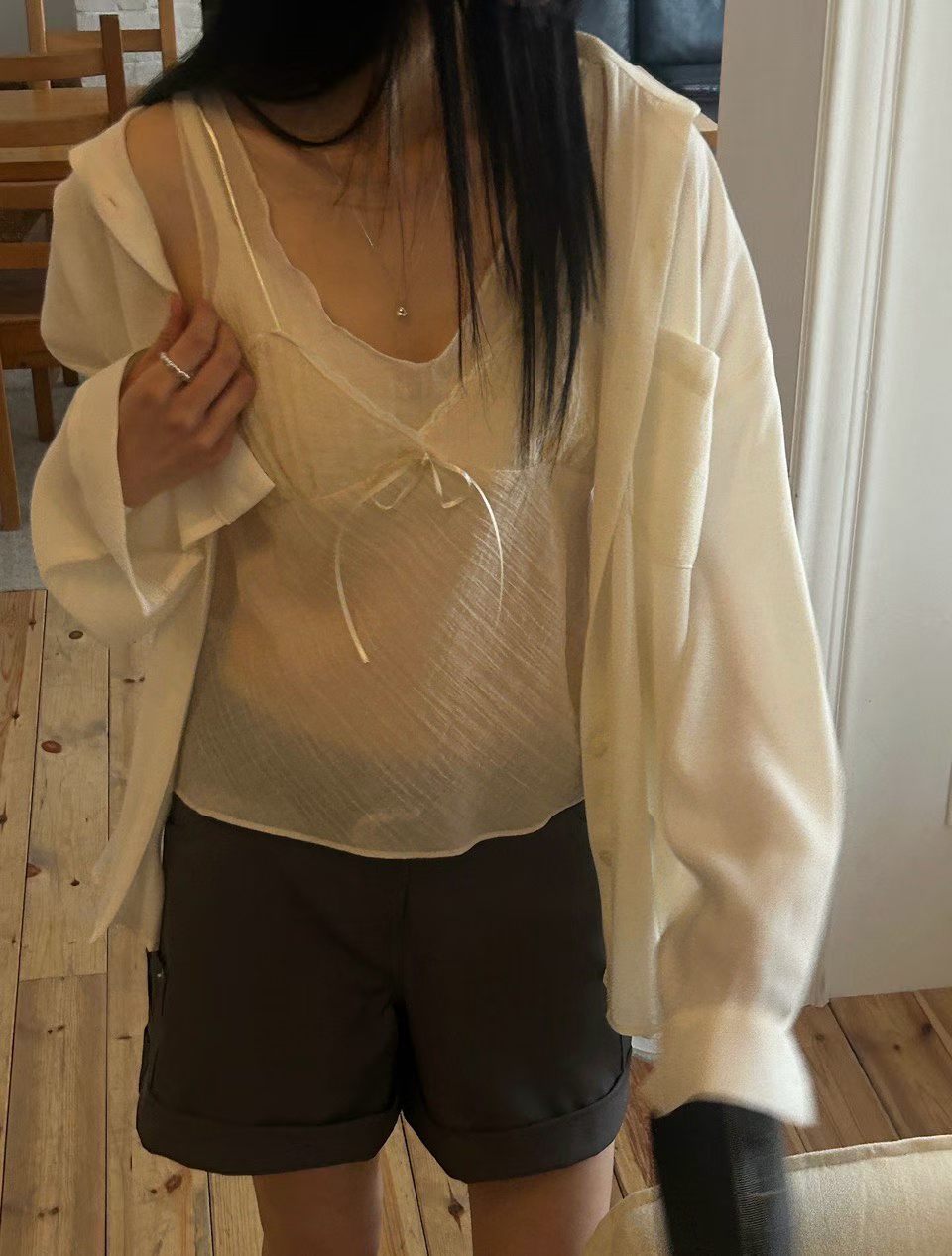 Korean APM Collection Shirt&Inner Lace Blouse-2 Colors (Instock)