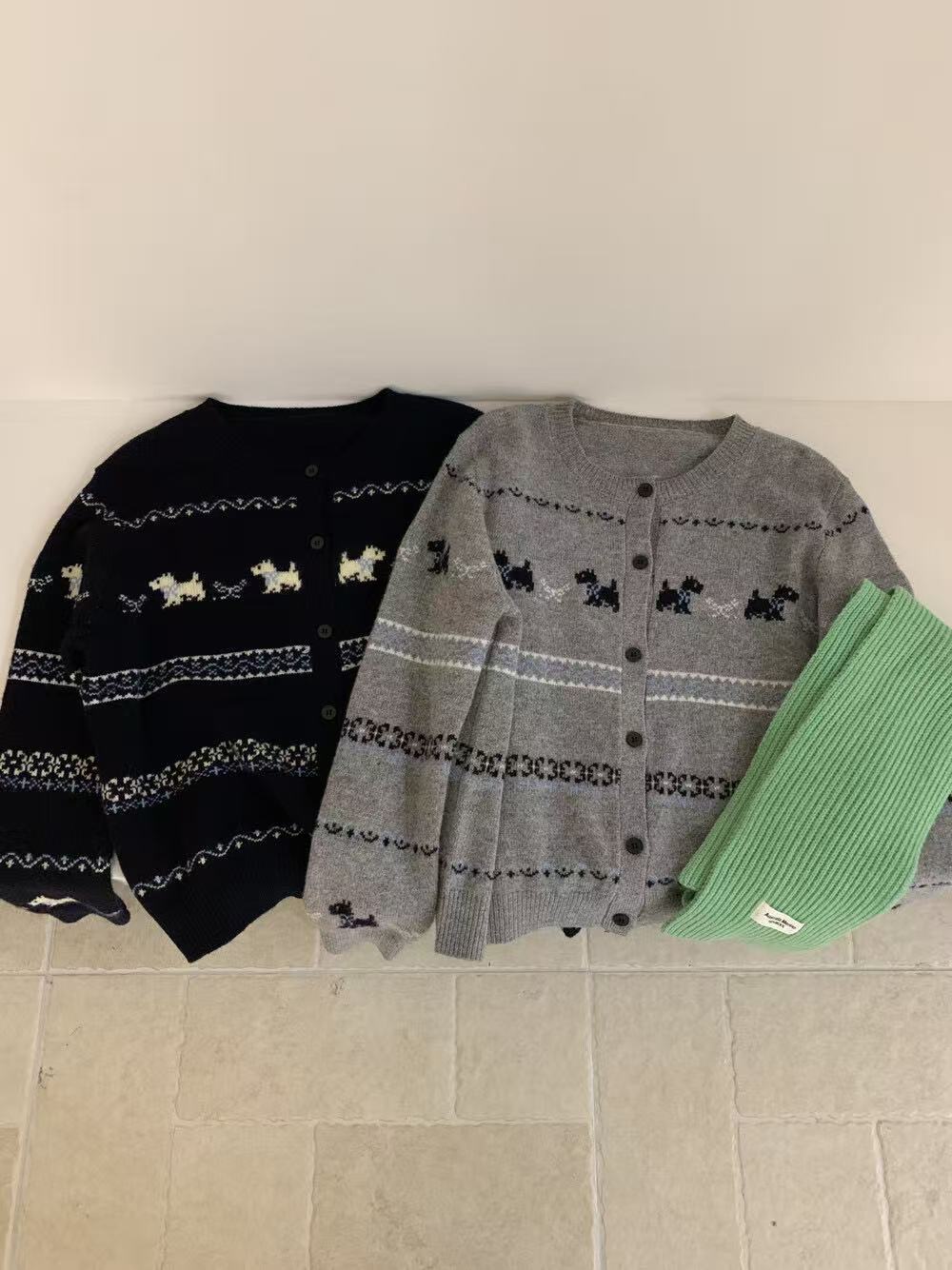 Kelly Designs Wool Puppy Pattern Knit Cardigan (Instock)