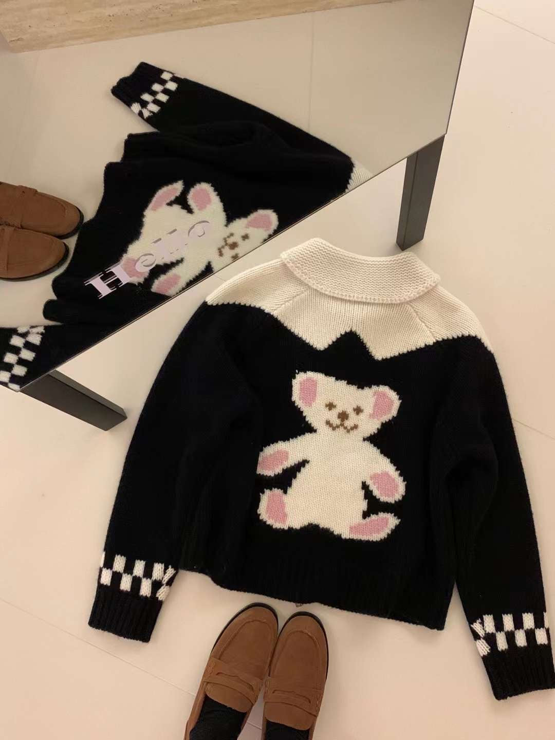 Kelly Designs Zip Up Black Teddy Bear Cardigan(Instock)