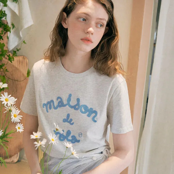 Rolarola MAISON DE ROLA EMBROIDERY T-SHIRT Melange Gray (Instock)