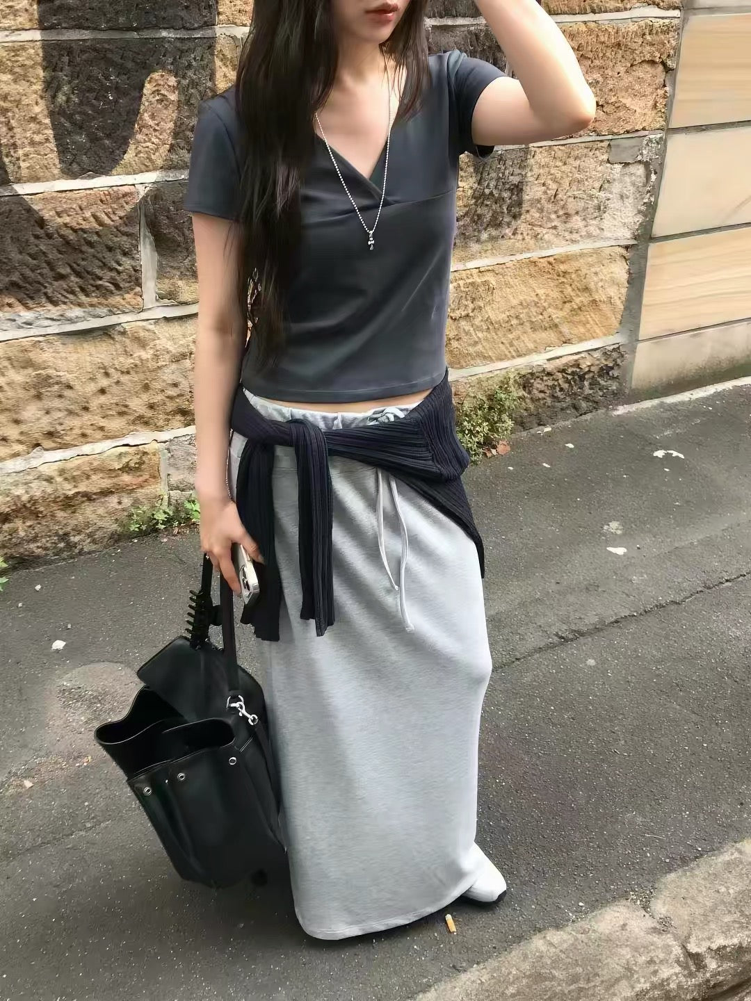 Korean APM Collection Softream Skirt - Black (Instock)