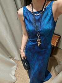 Kelly Designs Premium Xiang Yun Sha Silk Maxi Dress – Sleeveless Galaxy Print Dress (Instock)