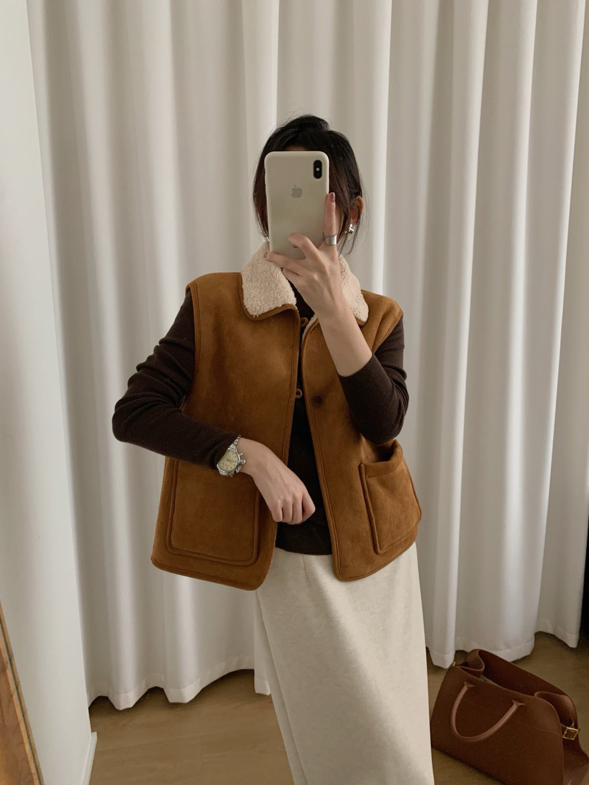 Kelly Designs Lambswool Brown Vest (Instock)