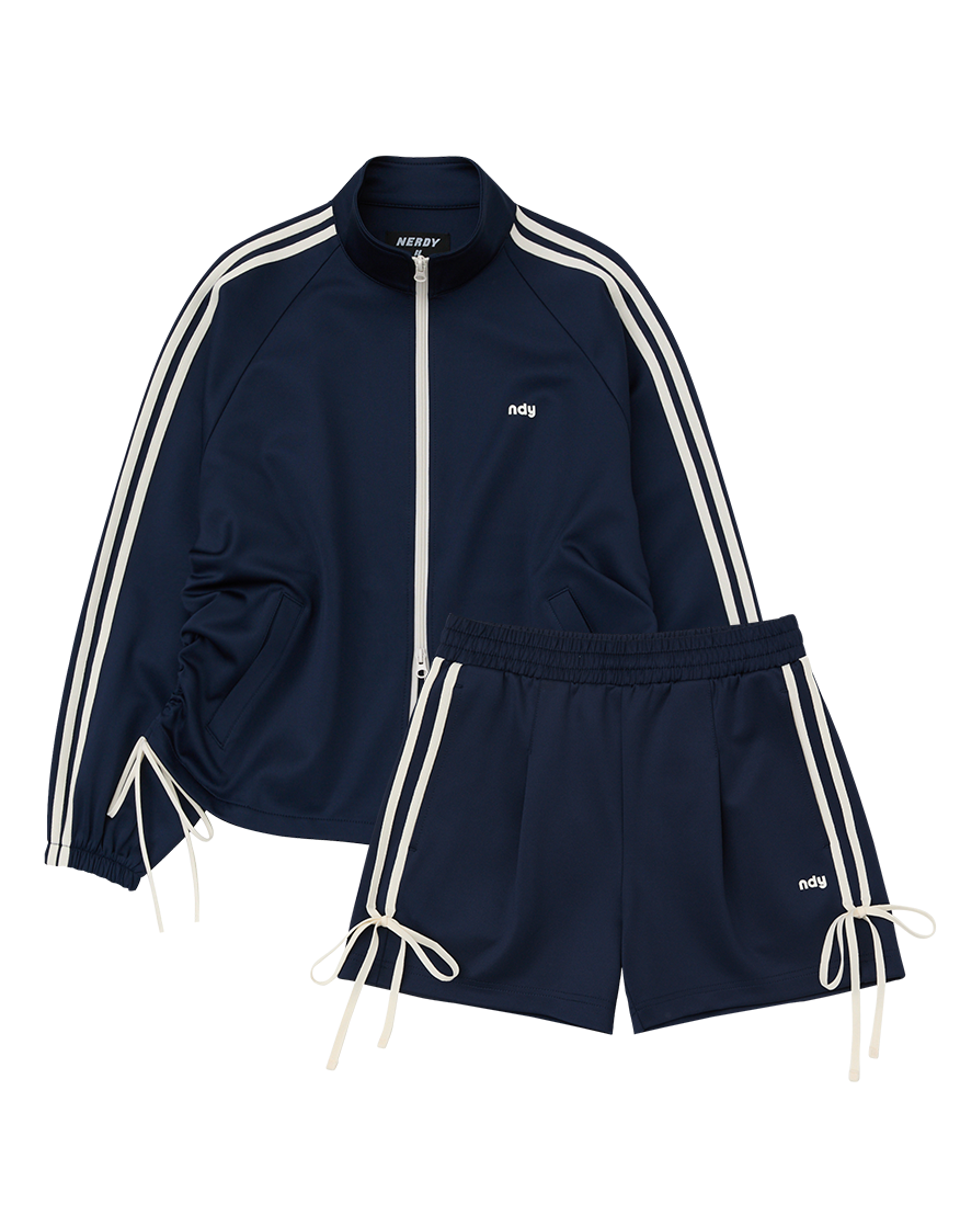 Korean Collection Nerdy 2pcs RIBBON TRACK SHORTS Navy SET (Instock)