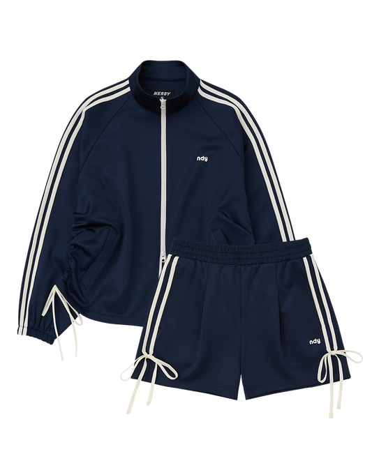 Korean Collection Nerdy 2pcs RIBBON TRACK SHORTS Navy SET (Instock)