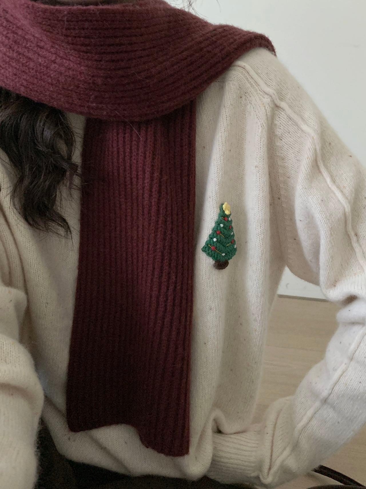 Kelly Designs Christmas Tree Four Color Camel Wool Sweatshirt(Instock)