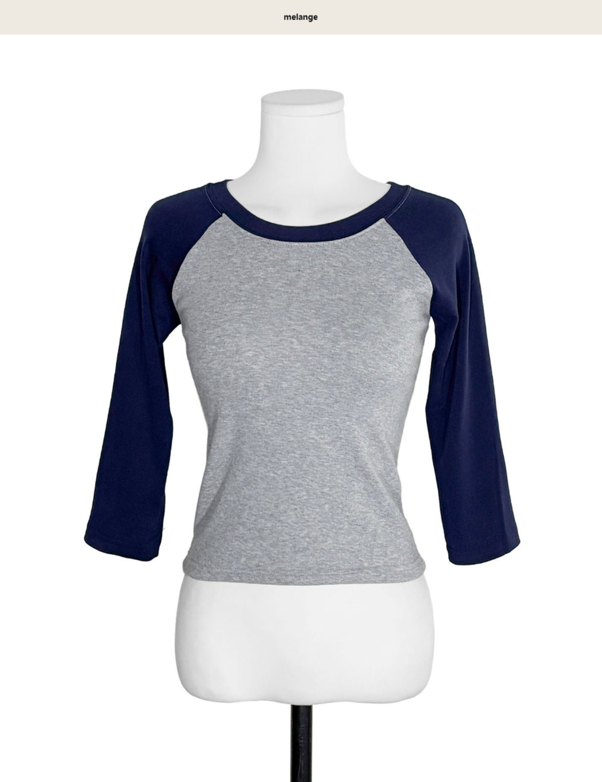 Korean Collection Tone-on-Tone Raglan 3/4 Sleeve Top (Instock)
