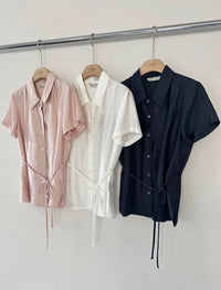 Korean APM Collection Side Tie Short Sleeve Shirt - 3 Colors (Instock)