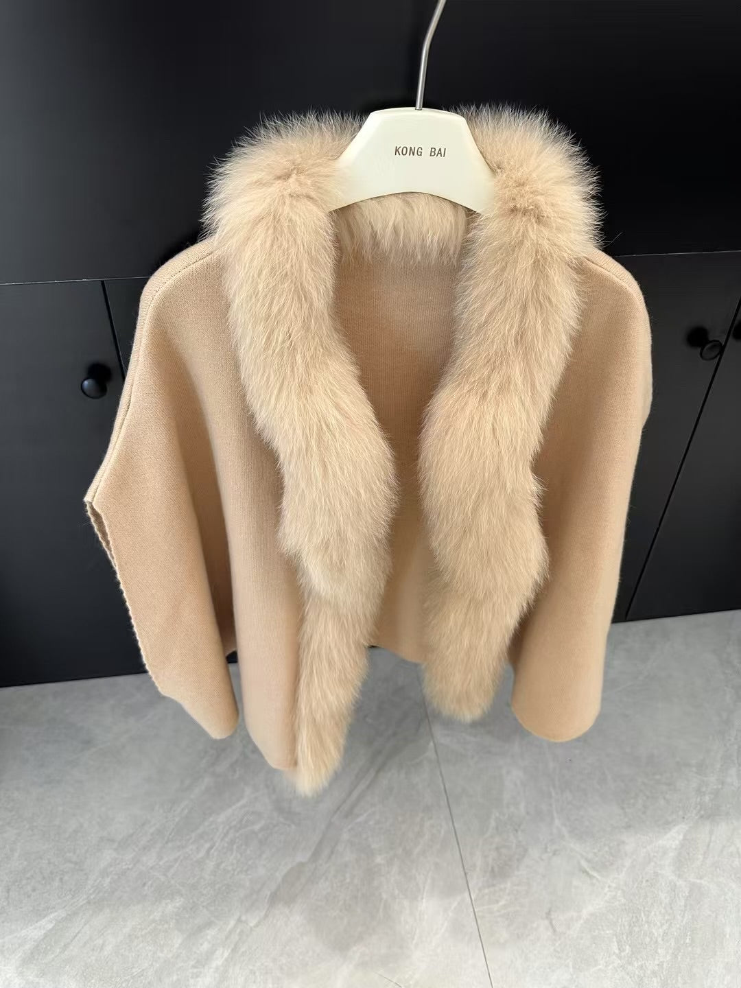 Kelly Designs Classic Fox Fur Khaki Cardigan (Instock)