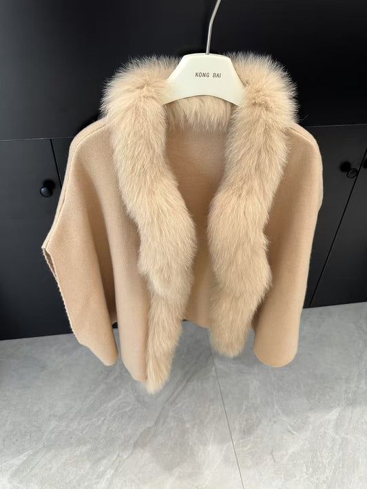 Kelly Designs Classic Fox Fur Khaki Cardigan (Instock)