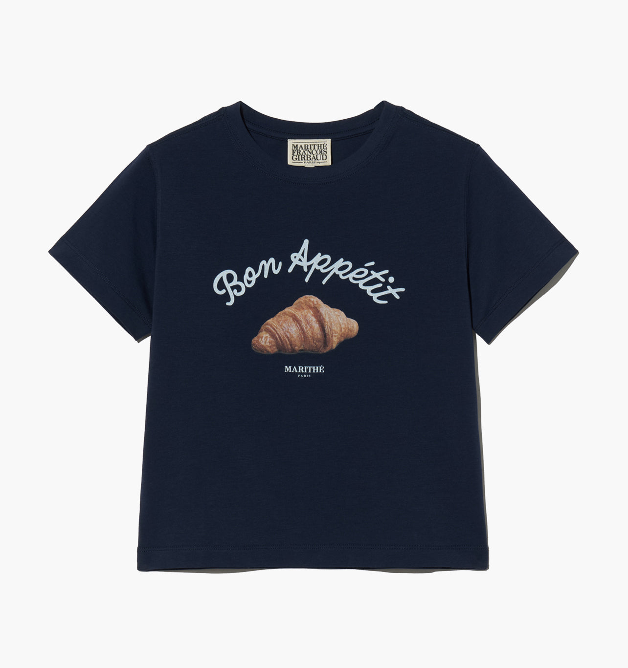 MARITHE W SLIM FIT BREAD GRAPHIC CROP TEE Navy (Instock)