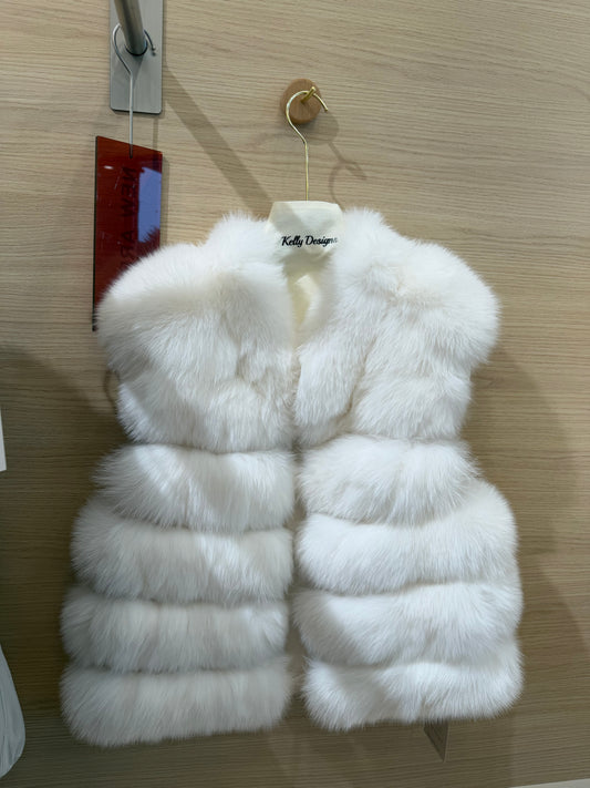 Kelly Designs Fox Fur Pure White Vest (Instock)