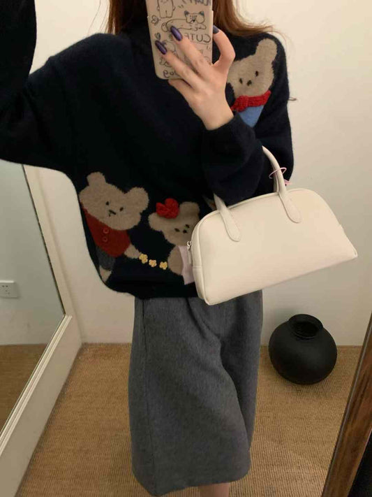 Kelly Designs Bears Wool Handmake Navy Sweatshirt (Instock)