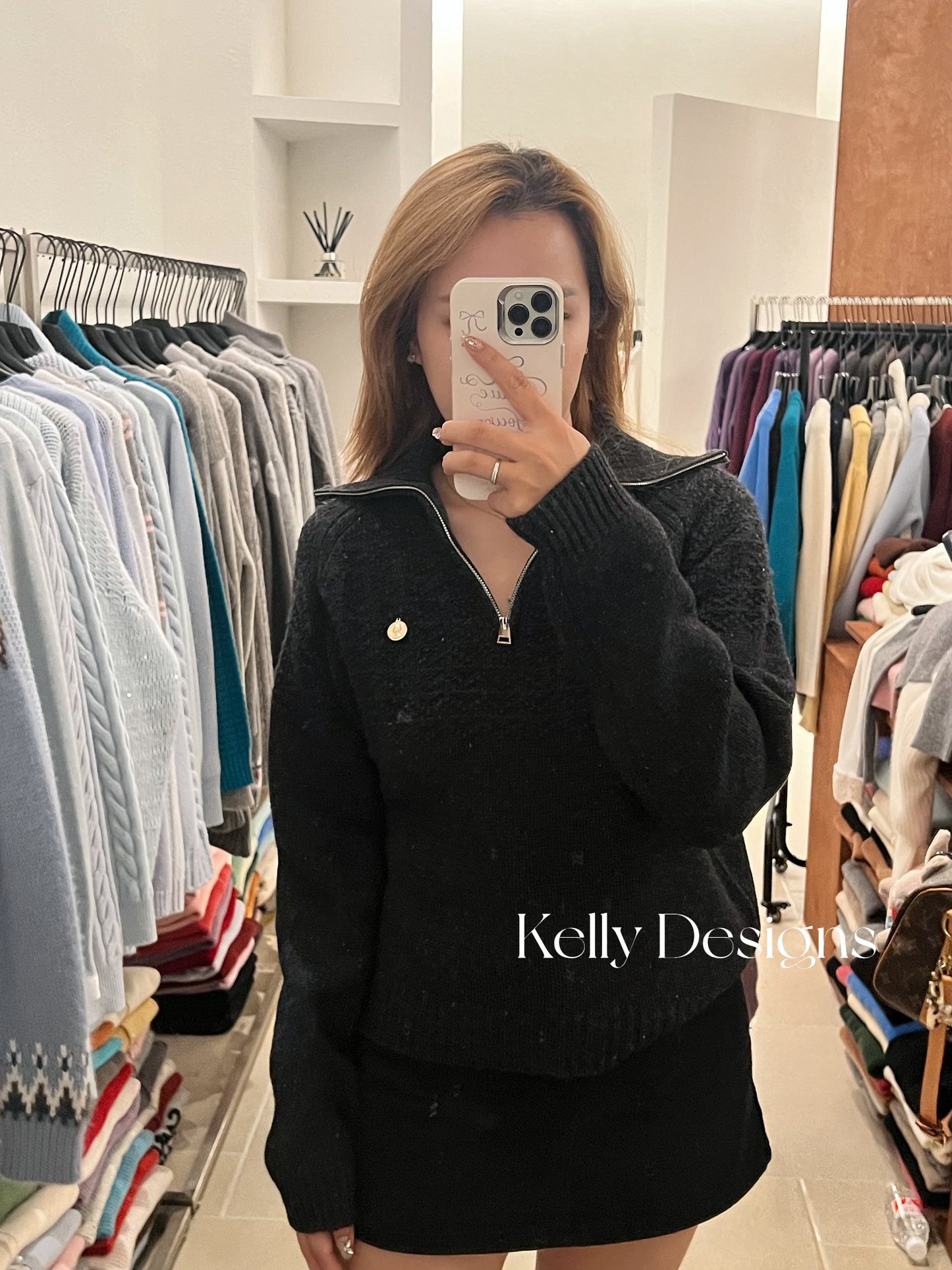 Kelly Designs Dark Grey Half Zip up Sweatshirt (Instock)