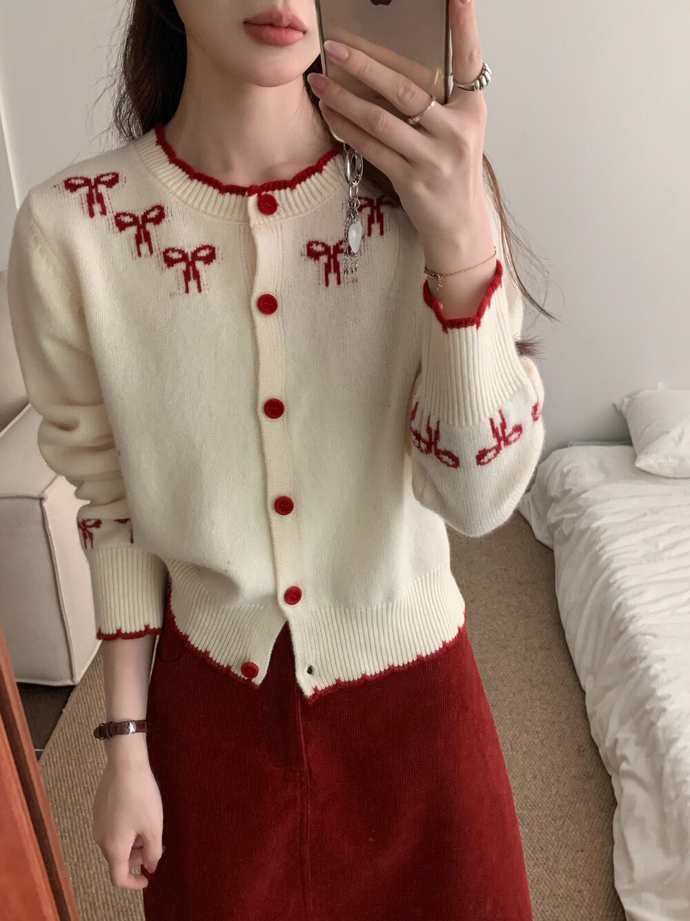 Kelly Designs Ribbons Beige Wool Cardigan (Instock)