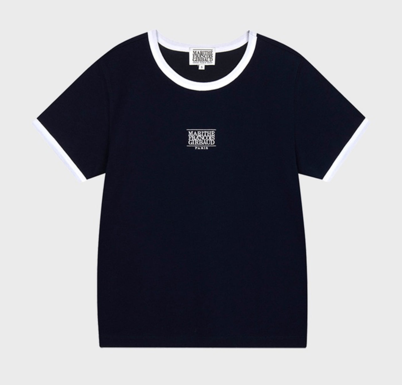 Marithe _W Classic Logo Ringer Tee Navy (Instock)