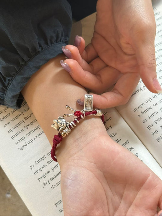Kelly Designs Red String Lucky Bracelet with Silver Elephant & Money Charm (Instock)
