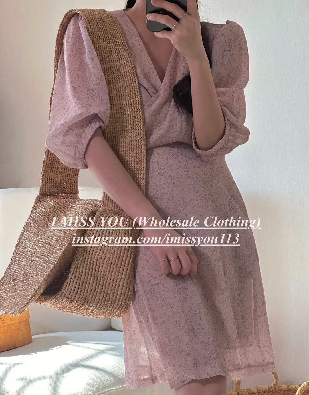 Korean APM Collection I Miss You Pink Mid Dress (Instock)