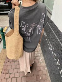 Kelly Designs Ribbons Oversize Charcoal TShirt (Instock)