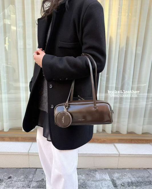 Korean APM Collection BUCKS&LEATHER Dark Brown Leather Bag (Instock)