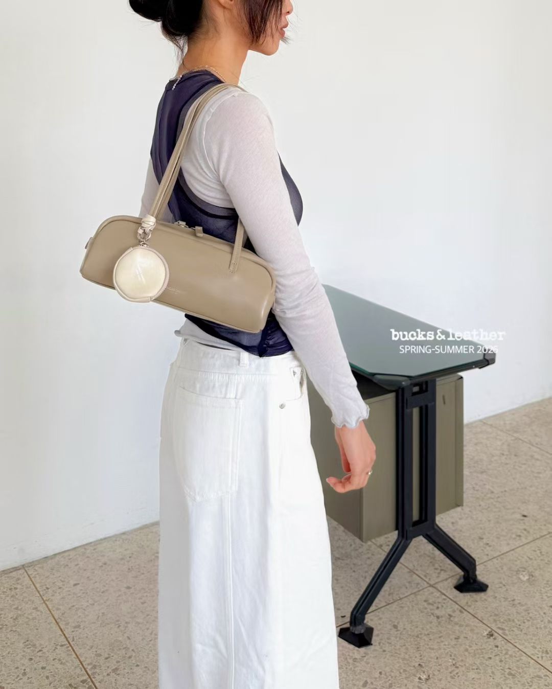 Korean APM Collection BUCKS&LEATHER Khaki Leather Bag (Instock)