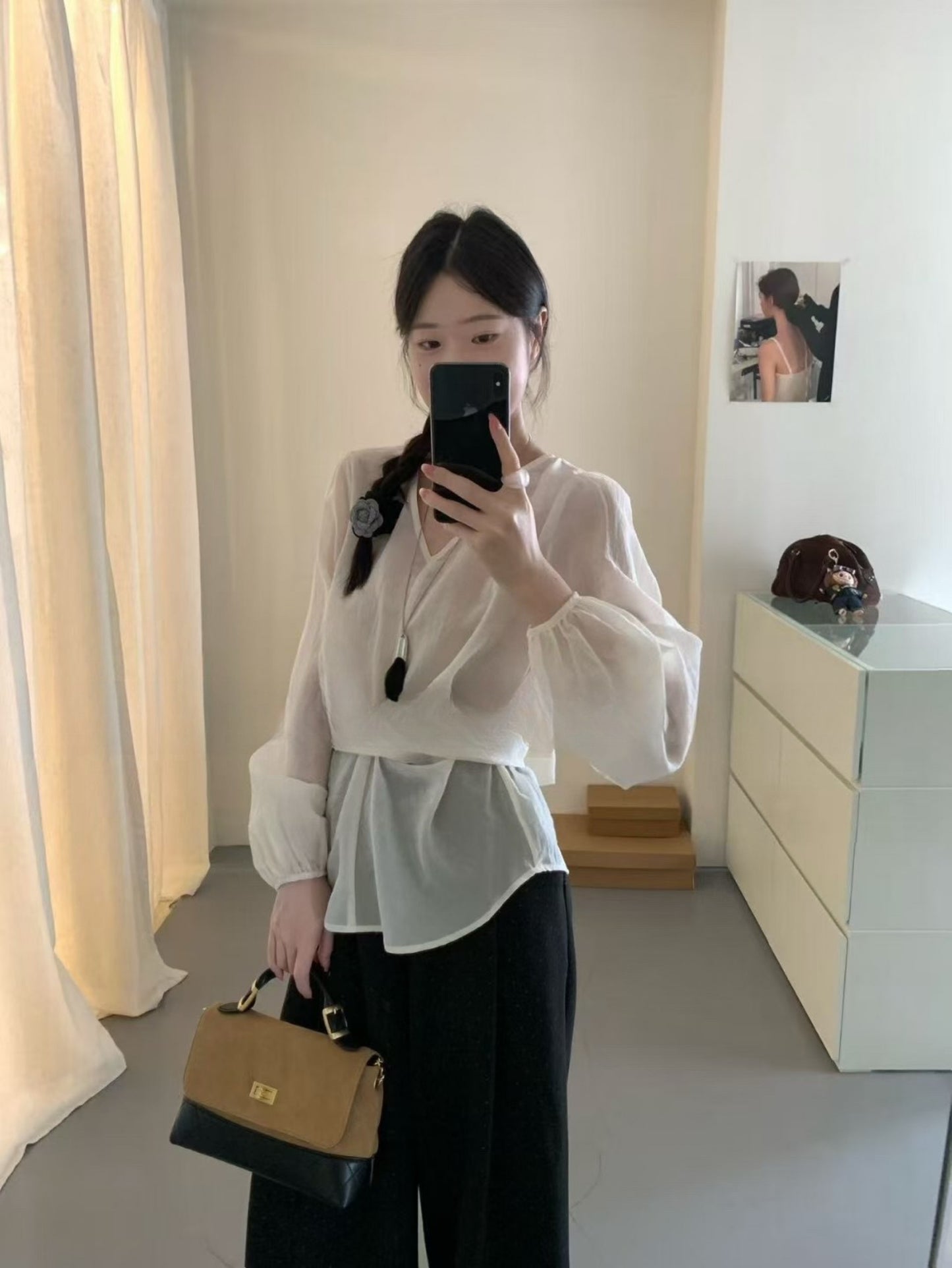 Kelly Designs White/Black Cross Band Blouse (Instock)