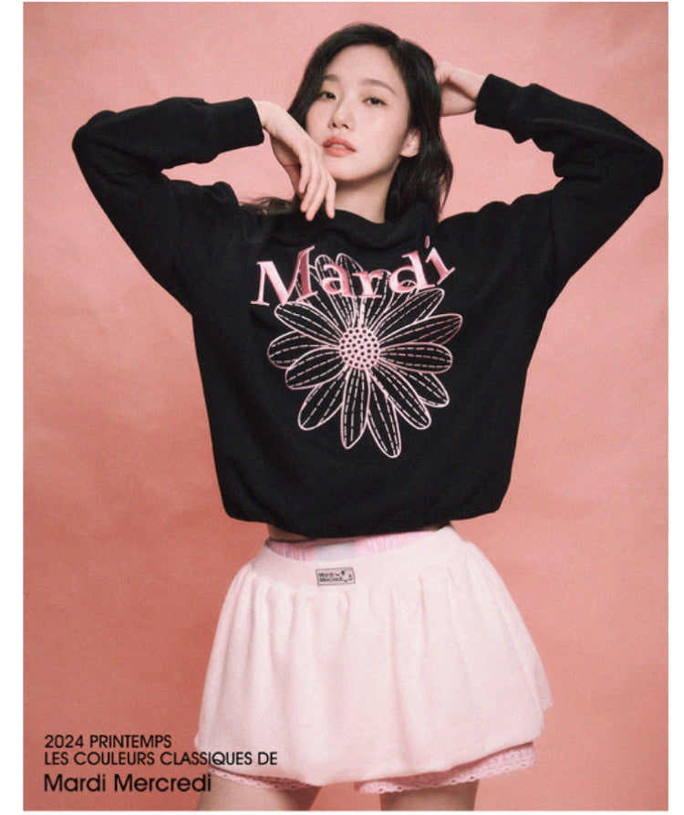 Mardi Mercredi Sweatshirt FLOWERMARDI NEEDLEWORK_BLACK PINK(Instock)