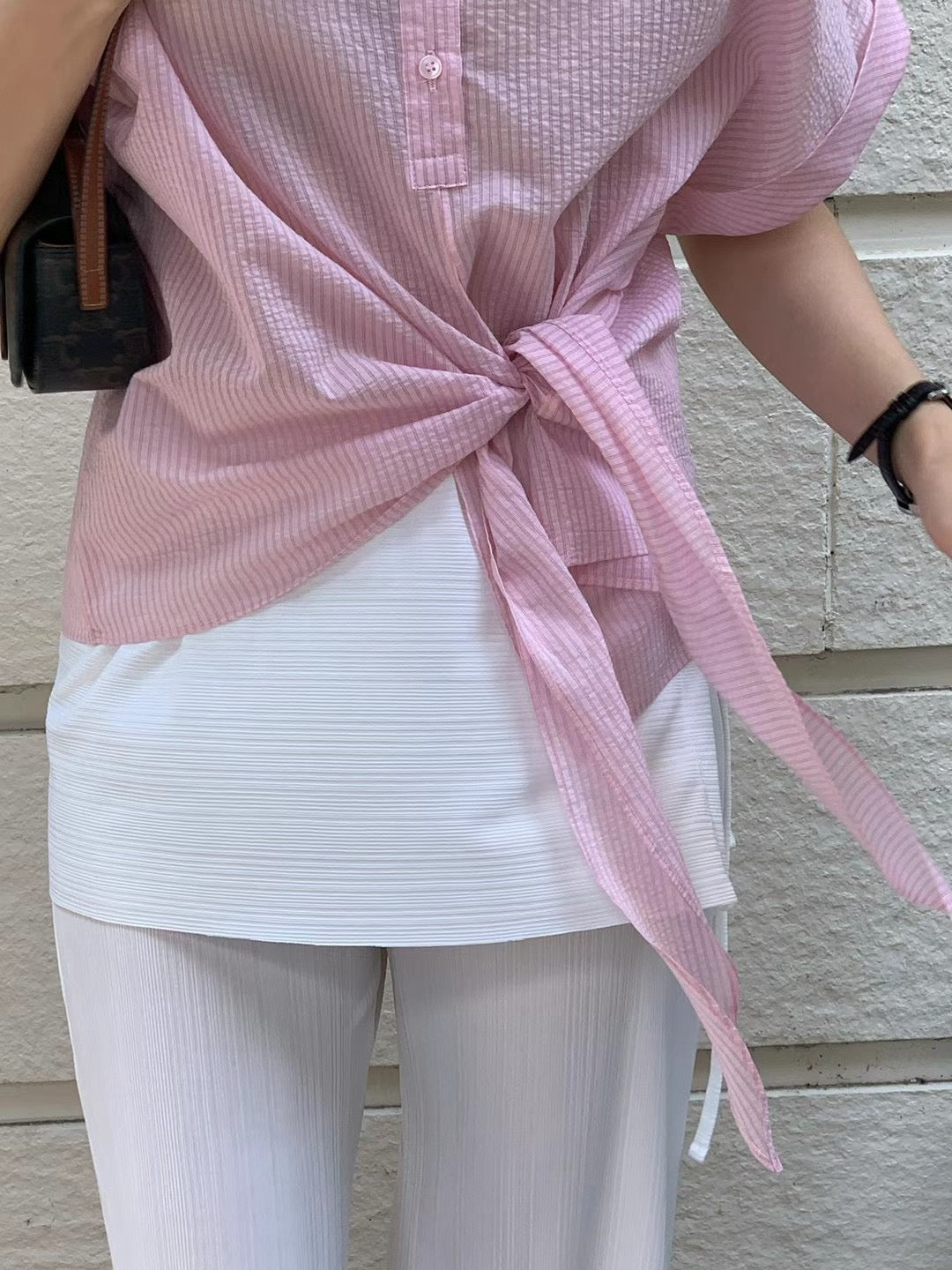 Korean APM Collection Pink Stripe Blouse (Instock)